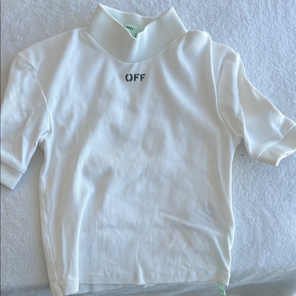 White Ribbed Turtleneck Top